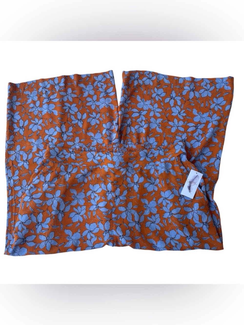 Jessica Simpson Cropped Wide Leg Pants Floral Orange Blue Woman's Size 3X NWT